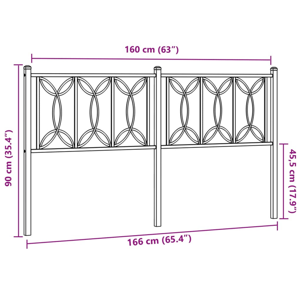 Kopfteil Metall Schwarz 160 cm