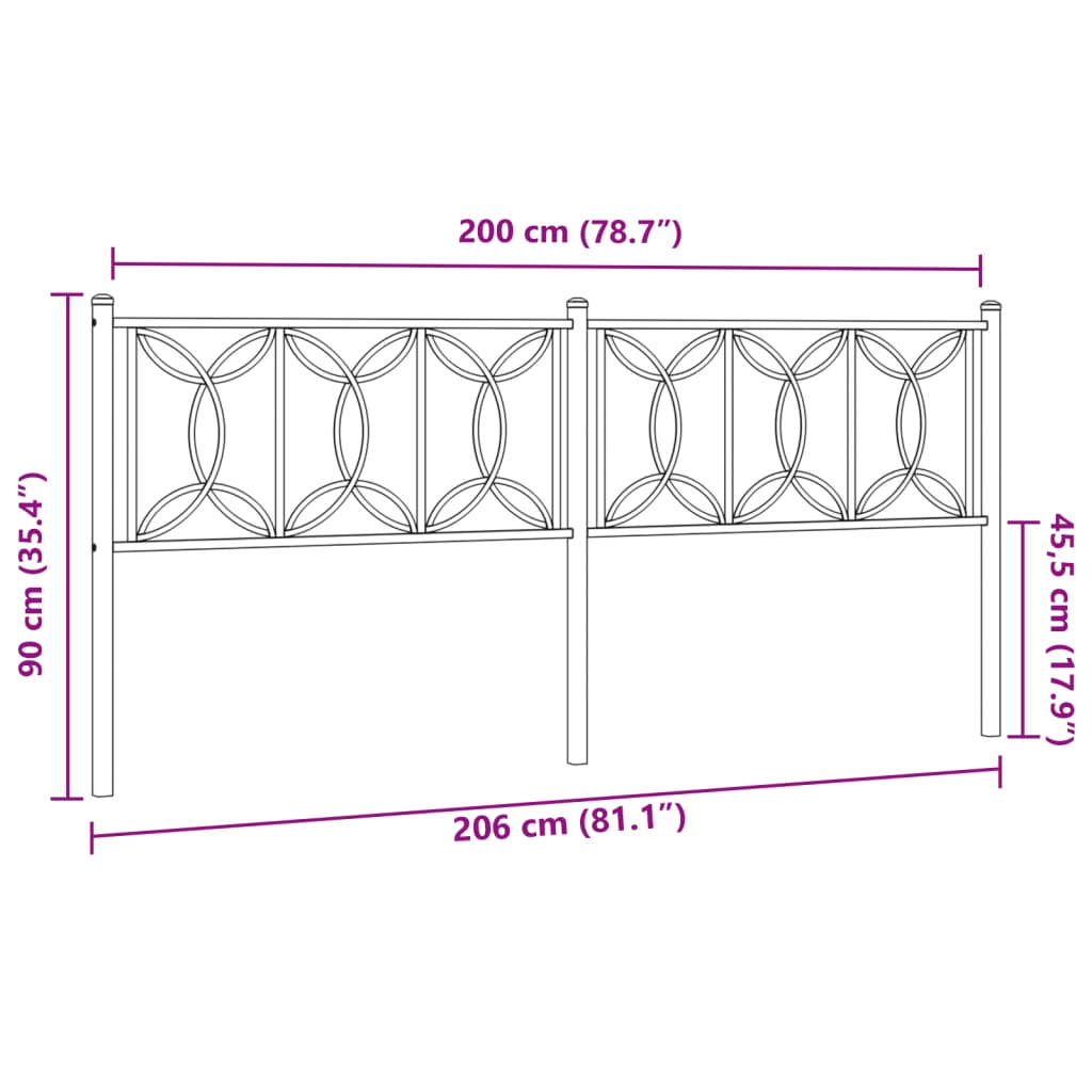 Kopfteil Metall Schwarz 200 cm