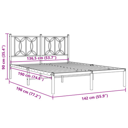 Bettgestell mit Kopfteil Metall Weiß 135x190 cm