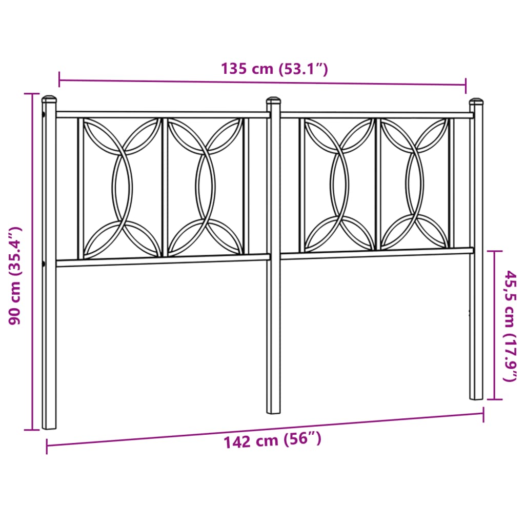 Kopfteil Metall Weiß 135 cm