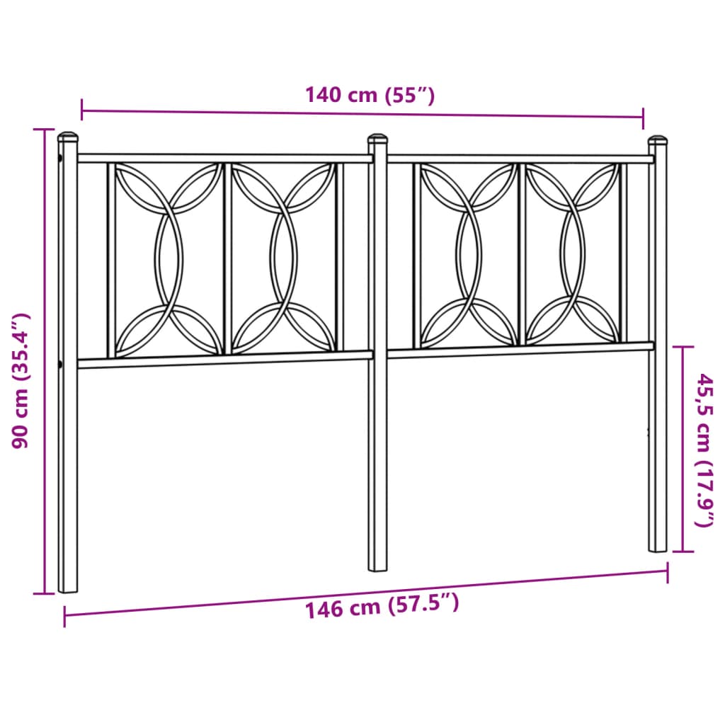 Kopfteil Metall Weiß 140 cm