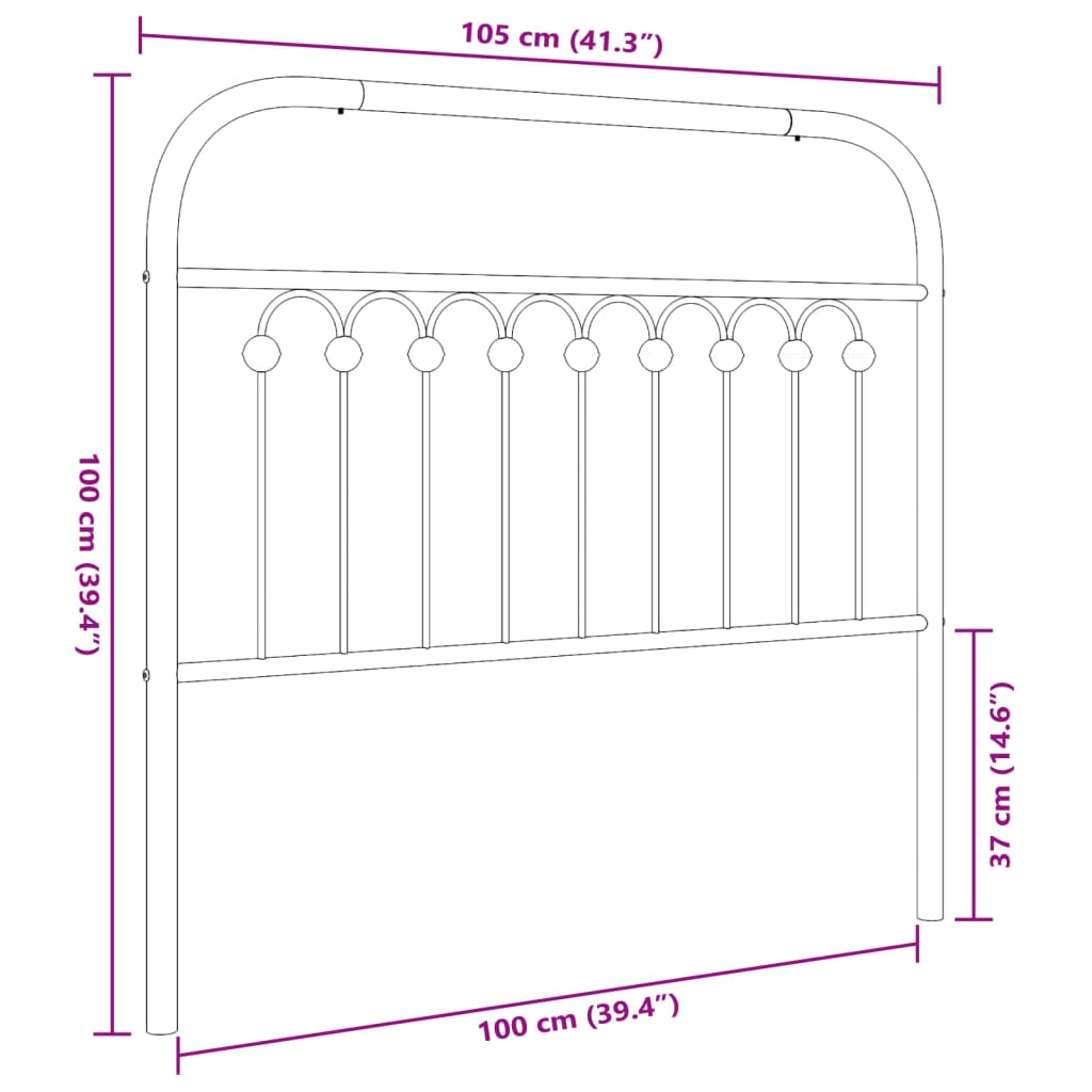 Kopfteil Metall Schwarz 100 cm