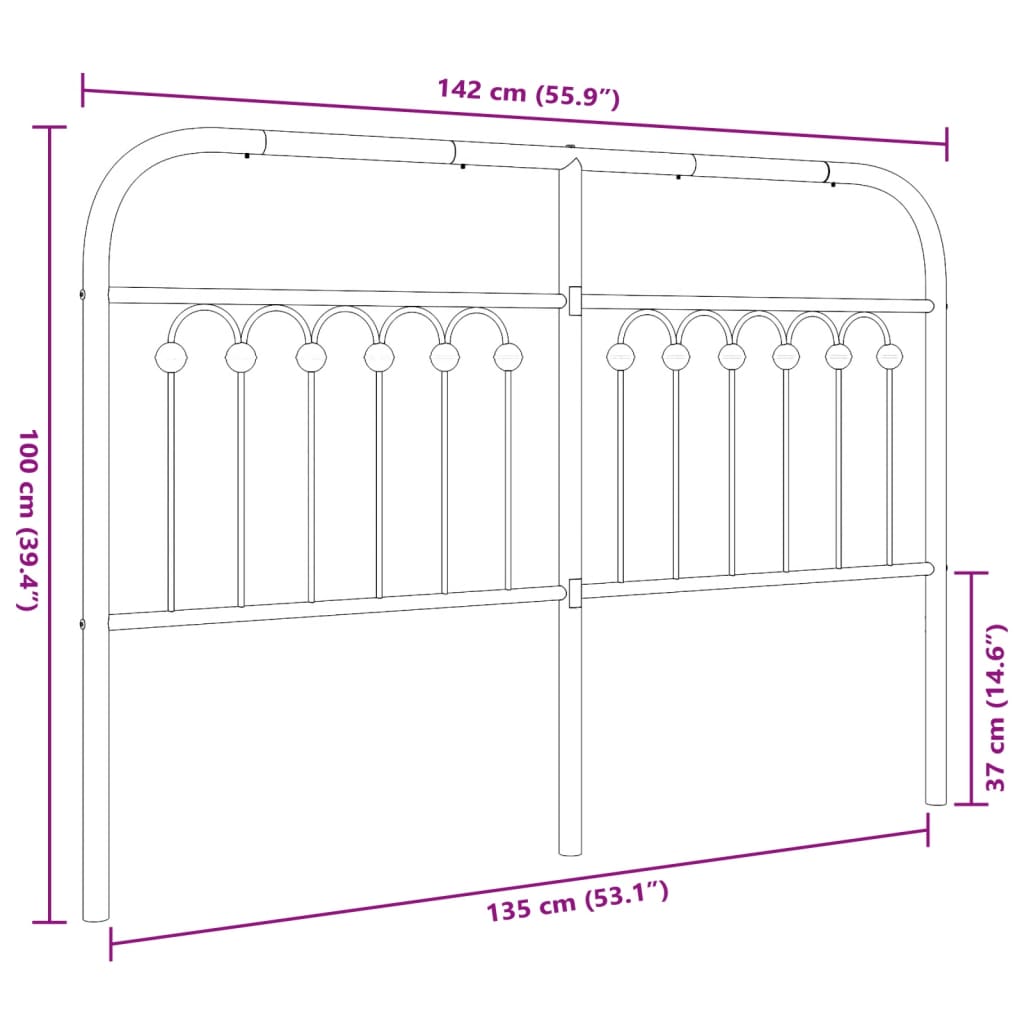 Kopfteil Metall Schwarz 135 cm