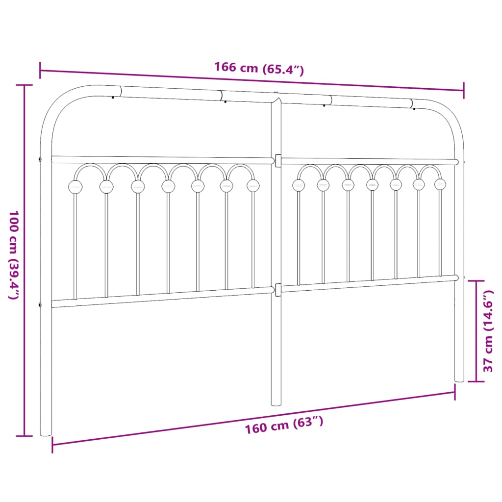 Kopfteil Metall Schwarz 160 cm