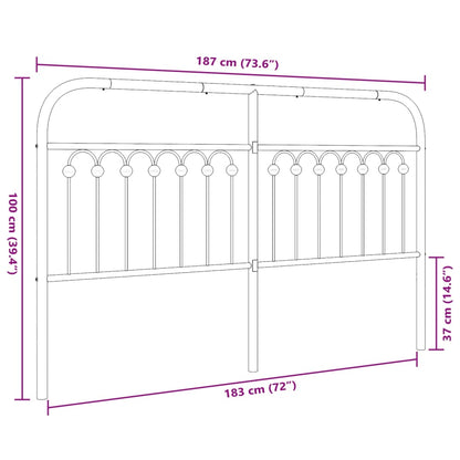 Kopfteil Metall Schwarz 180 cm