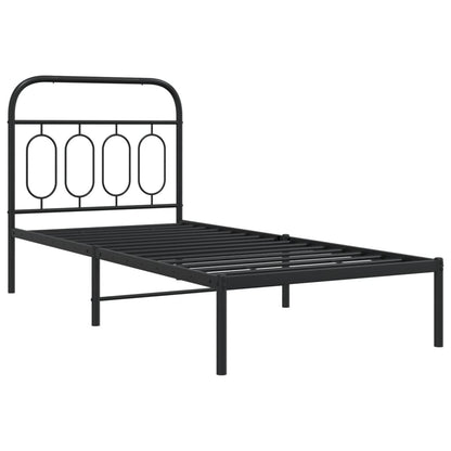 Bettgestell mit Kopfteil Metall Schwarz 80x200 cm