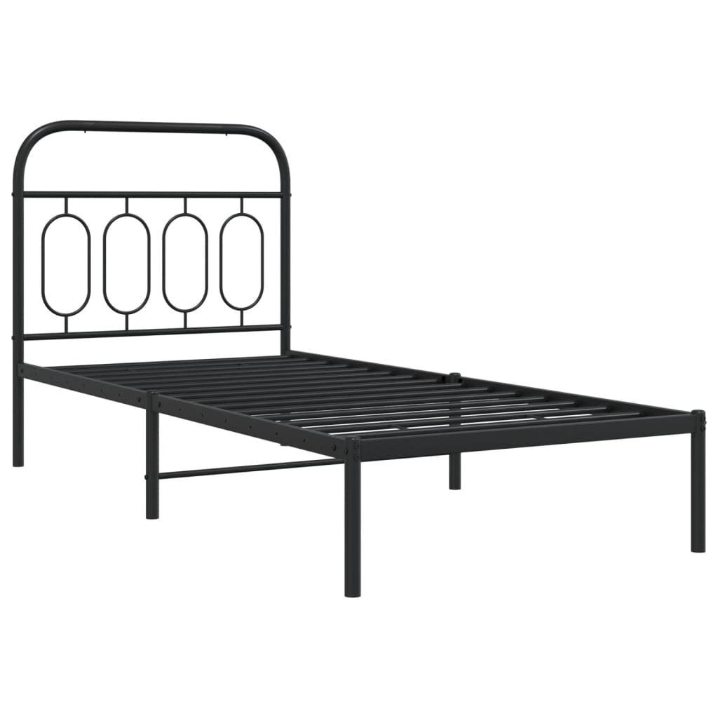 Bettgestell mit Kopfteil Metall Schwarz 90x200 cm