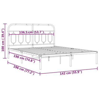 Bettgestell mit Kopfteil Metall Schwarz 135x190 cm