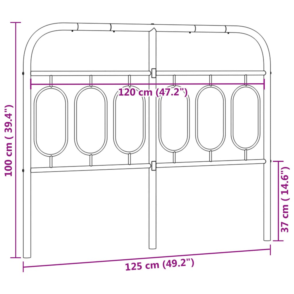 Kopfteil Metall Schwarz 120 cm