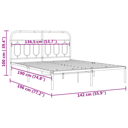 Bettgestell mit Kopfteil Metall Weiß 135x190 cm