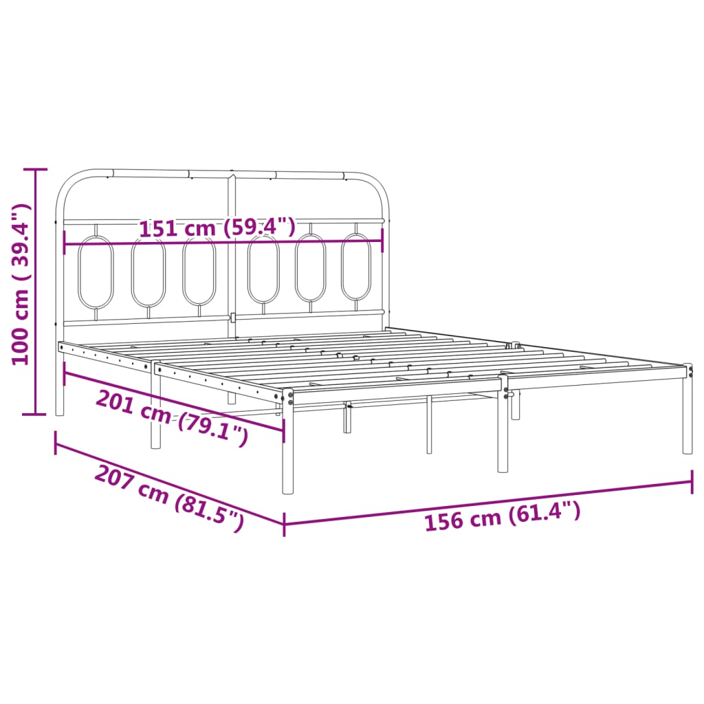 Bettgestell mit Kopfteil Metall Weiß 150x200 cm