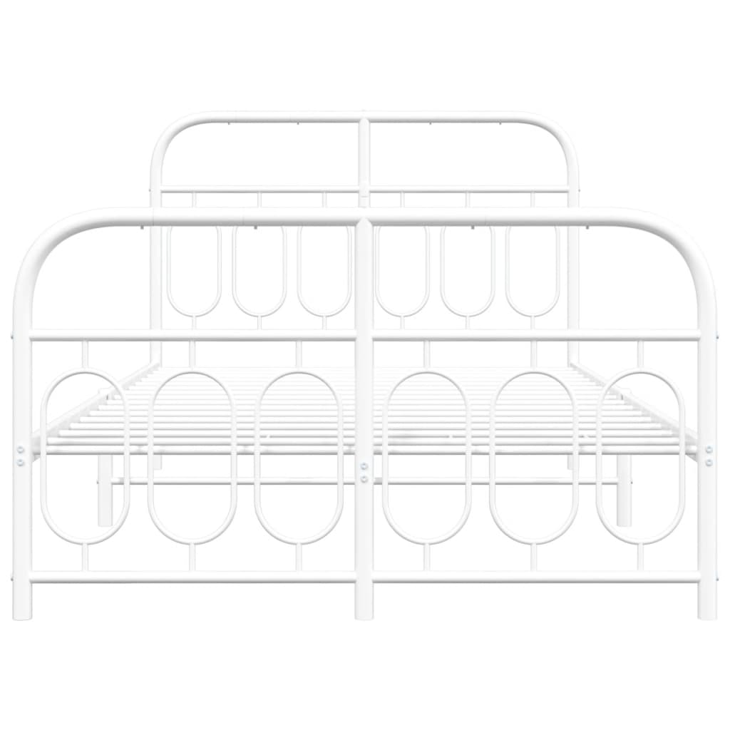 Bettgestell mit Kopf- und Fußteil Metall Weiß 120x190 cm