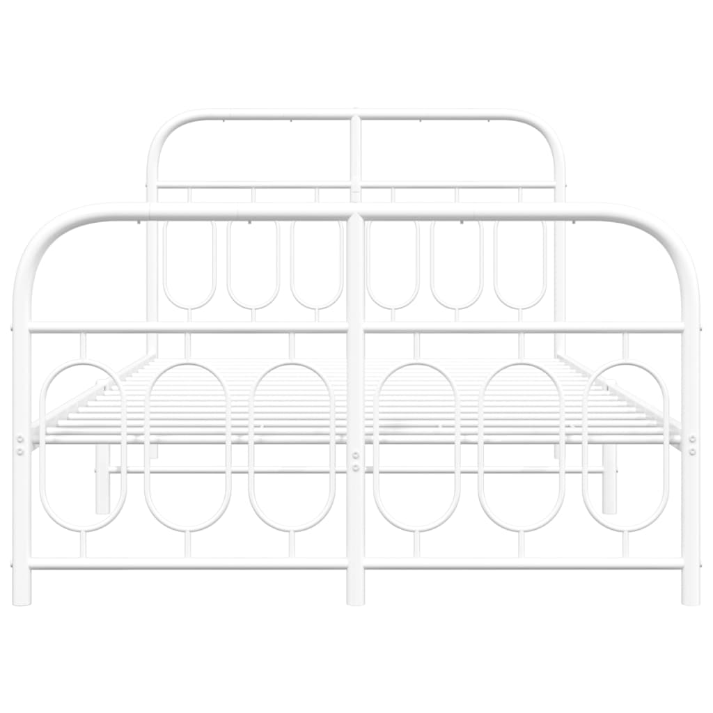Bettgestell mit Kopf- und Fußteil Metall Weiß 120x200 cm