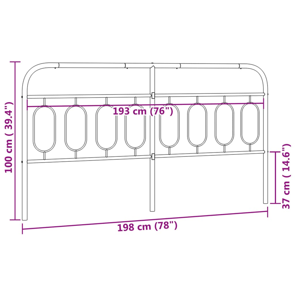 Kopfteil Metall Weiß 193 cm