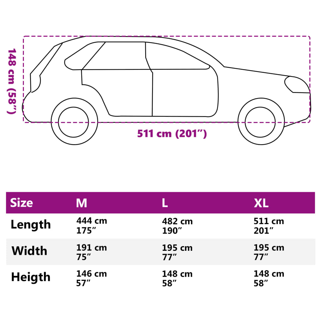 Autoabdeckung für SUV Hagelschutz Voll XL Grau & Silbern