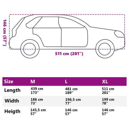 Autoabdeckung für SUV mit Schnallenriemen Voll Silbern XL PEVA