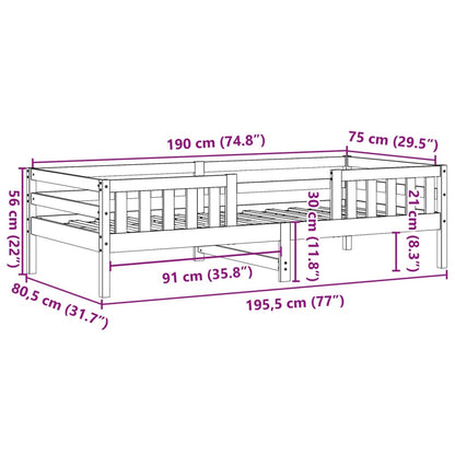 Massivholzbett ohne Matratze Wachsbraun 75x190 cm Kiefernholz