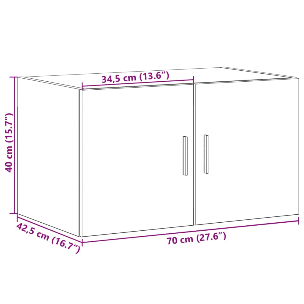 Wandschrank Schwarz 70x42,5x40 cm Holzwerkstoff