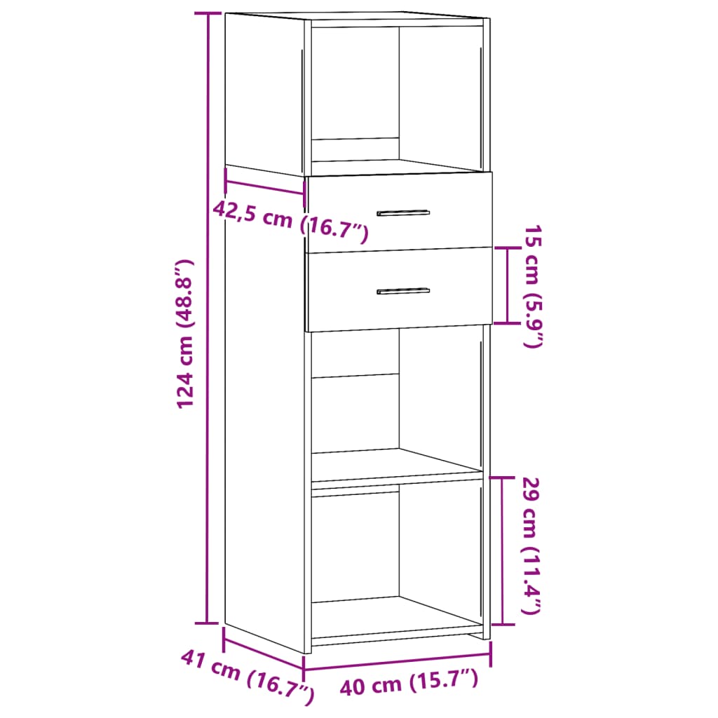 Highboard Weiß 40x42,5x124 cm Holzwerkstoff