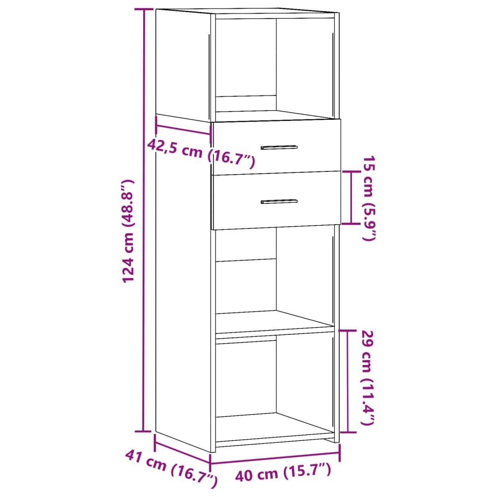 Highboard Räuchereiche 40x42,5x124 cm Holzwerkstoff