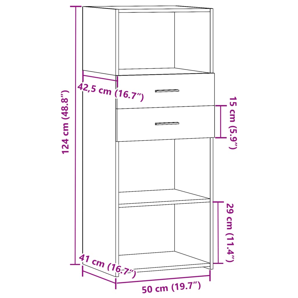 Highboard Weiß 50x42,5x124 cm Holzwerkstoff