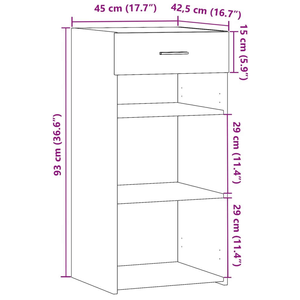 Sideboard Betongrau 45x42,5x93 cm Holzwerkstoff