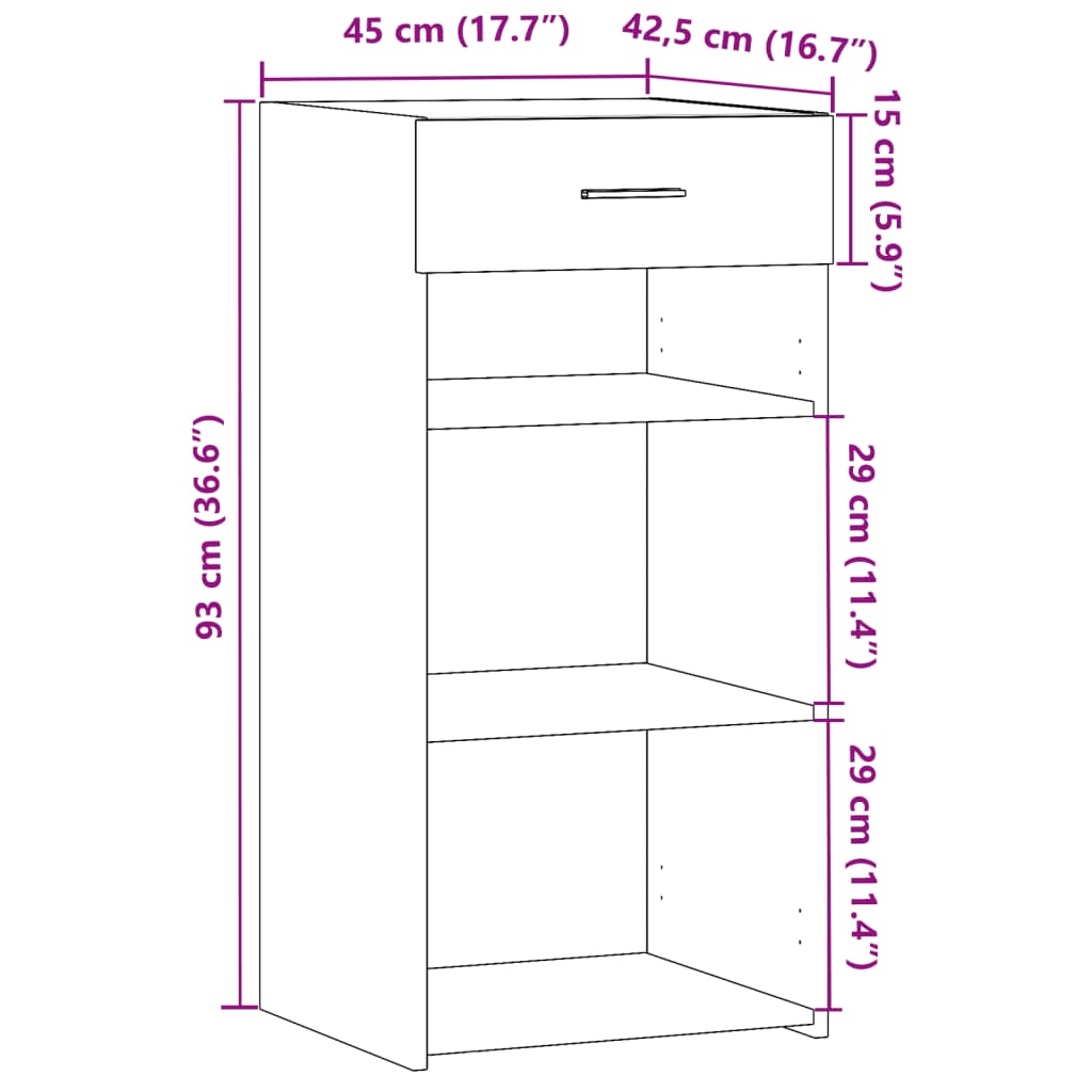 Sideboard Grau Sonoma 45x42,5x93 cm Holzwerkstoff