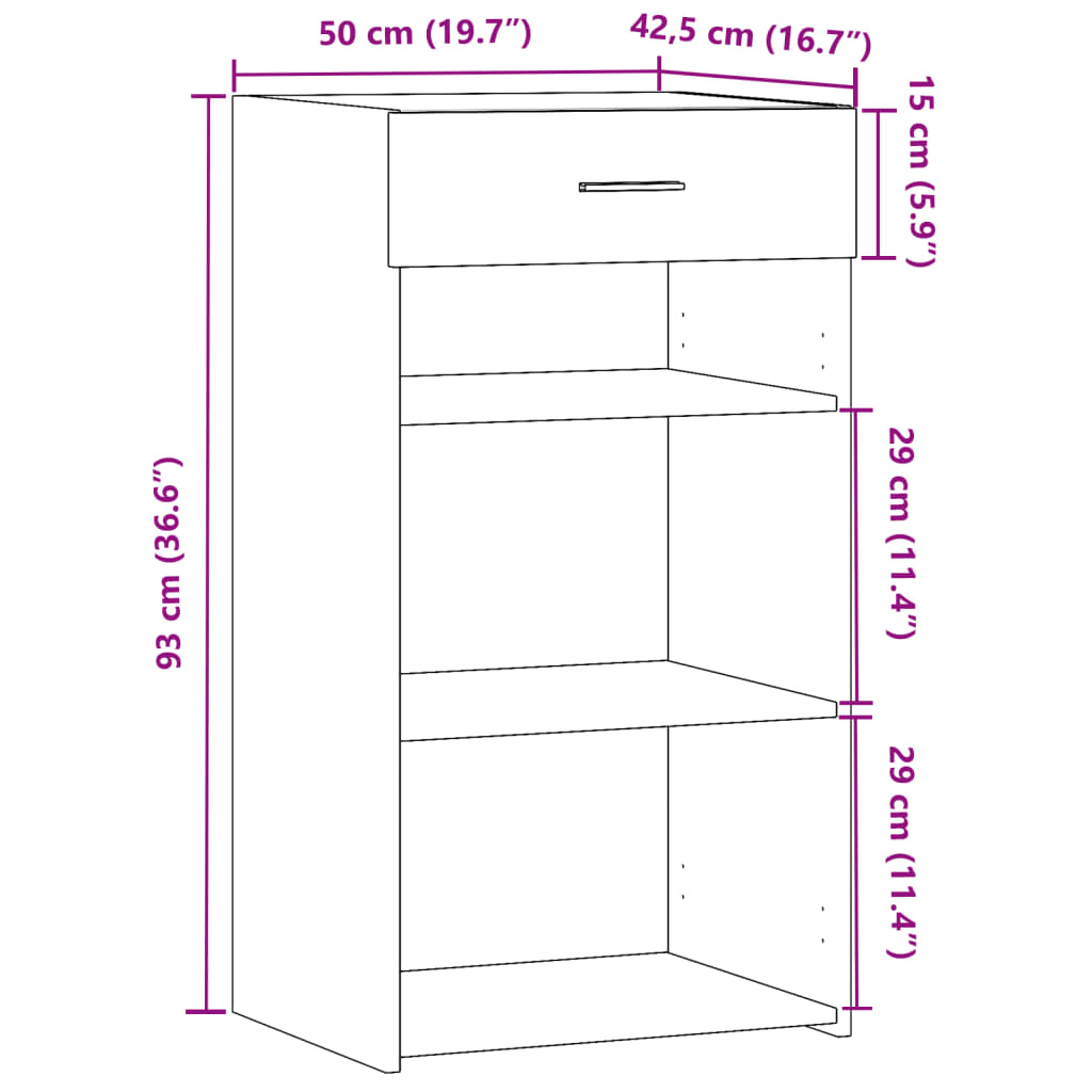 Sideboard Grau Sonoma 50x42,5x93 cm Holzwerkstoff