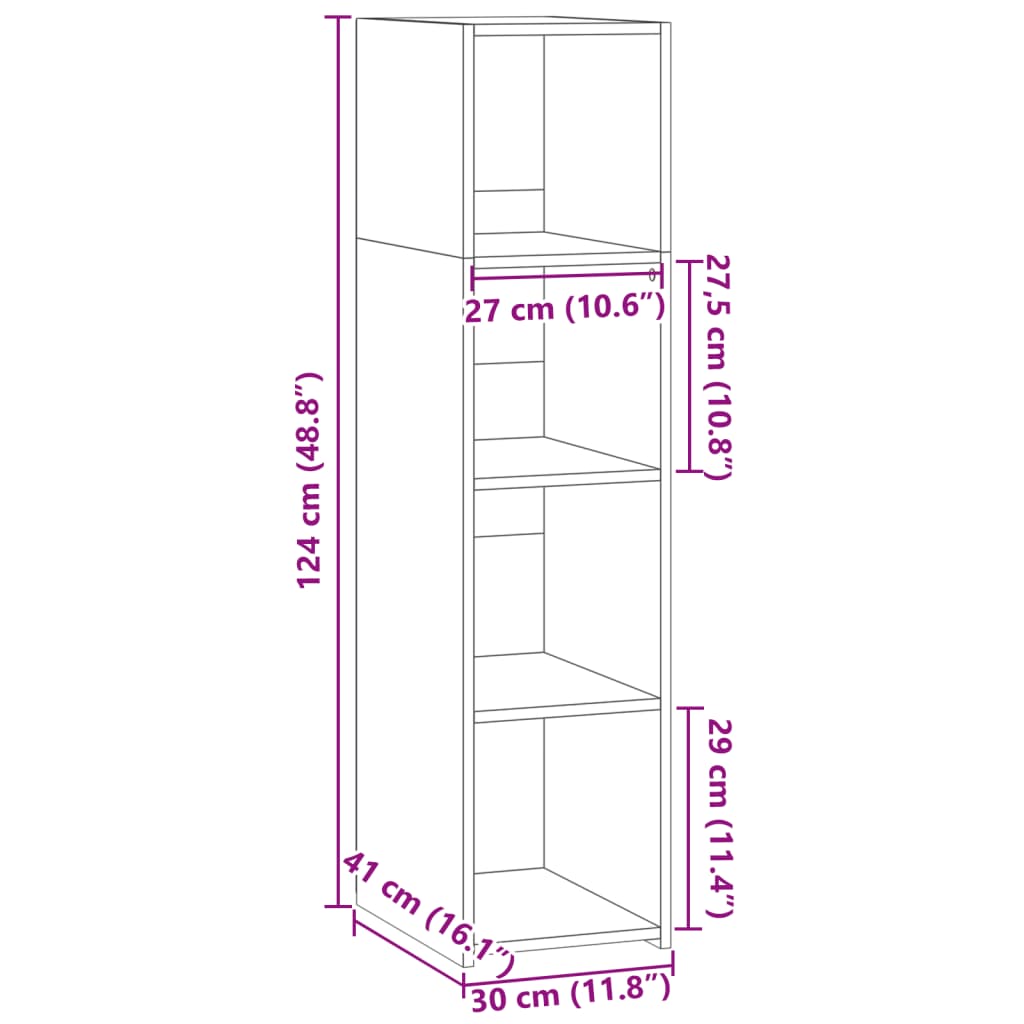 Highboard Weiß 30x41x124 cm Holzwerkstoff