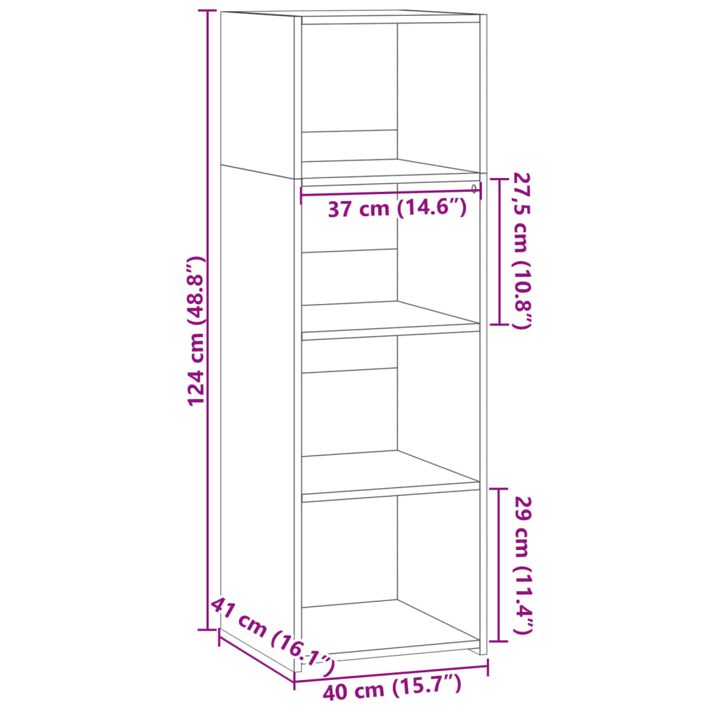 Highboard Weiß 40x41x124 cm Holzwerkstoff