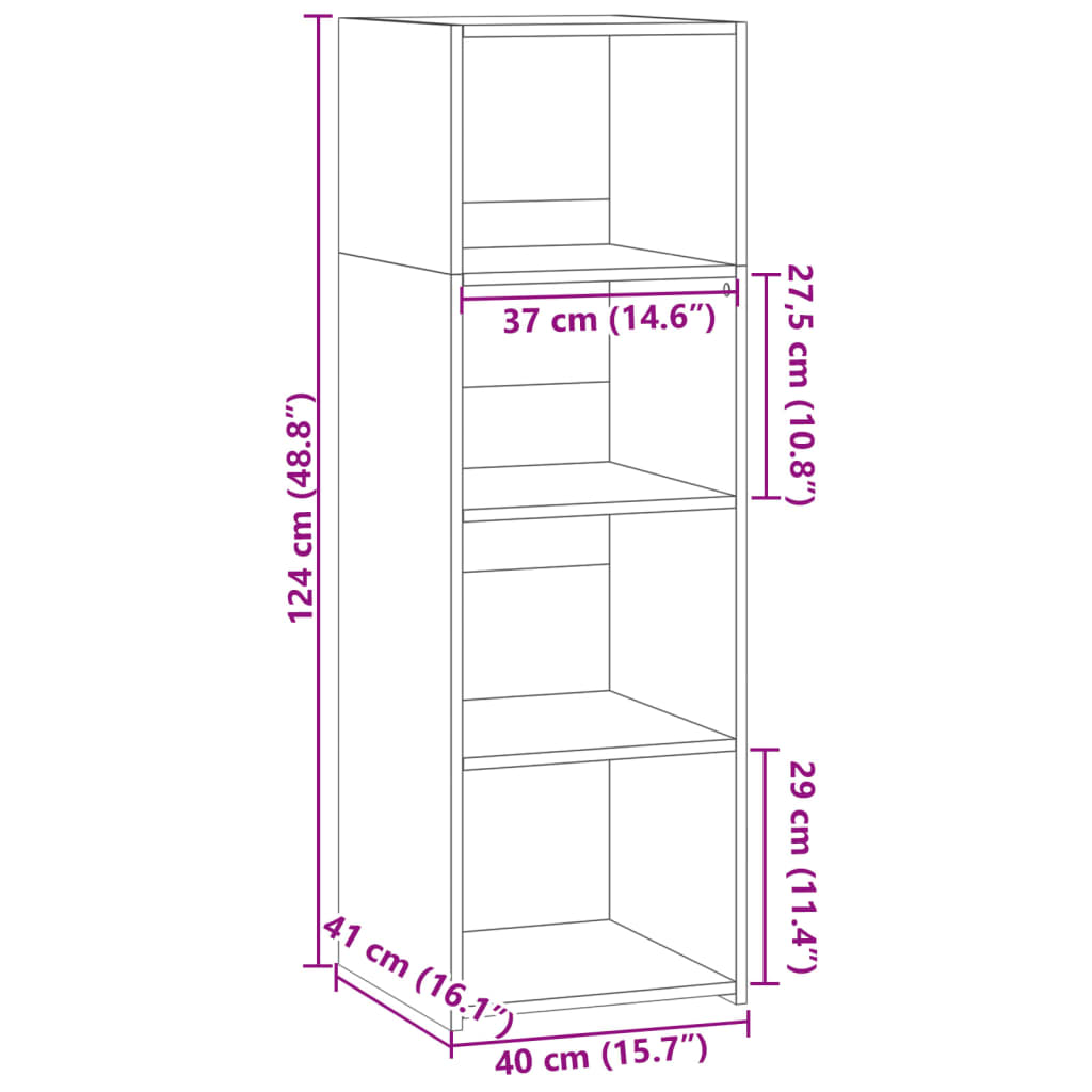 Highboard Sonoma-Eiche 40x41x124 cm Holzwerkstoff