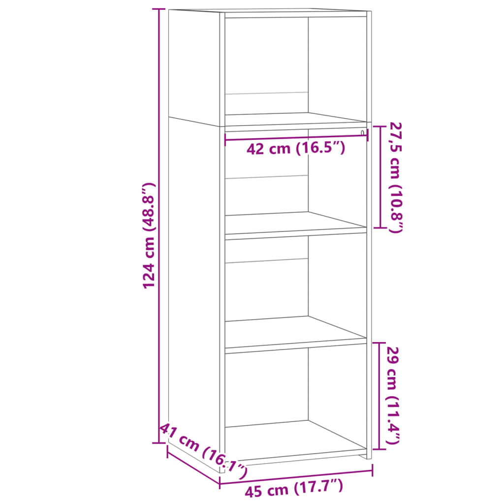 Highboard Weiß 45x41x124 cm Holzwerkstoff