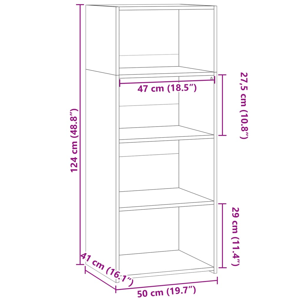 Highboard Weiß 50x41x124 cm Holzwerkstoff