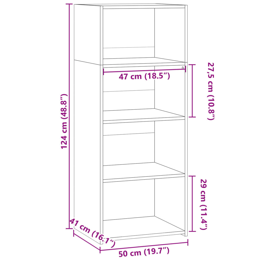 Highboard Schwarz 50x41x124 cm Holzwerkstoff