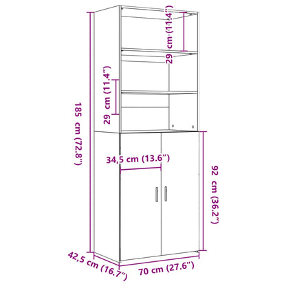 Highboard Weiß 70x42,5x185 cm Holzwerkstoff