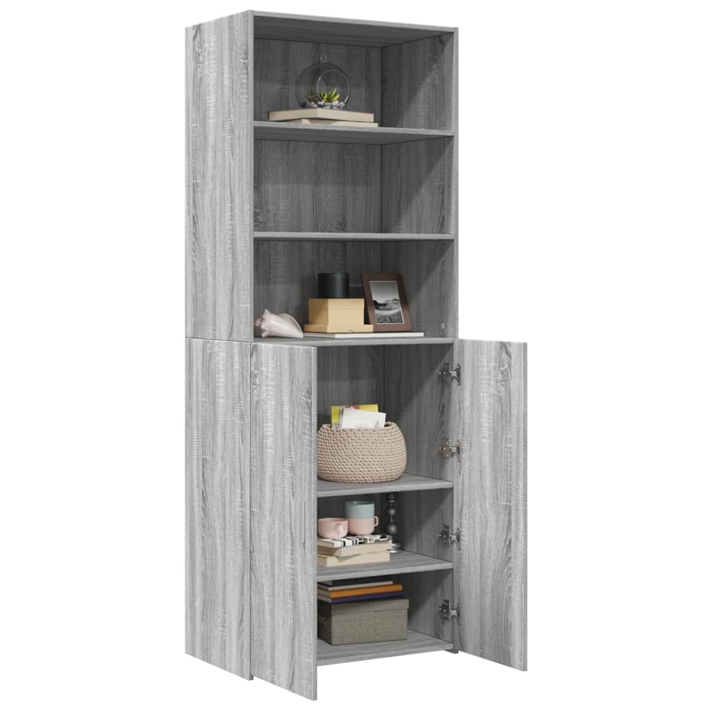 Highboard Grau Sonoma 70x42,5x185 cm Holzwerkstoff