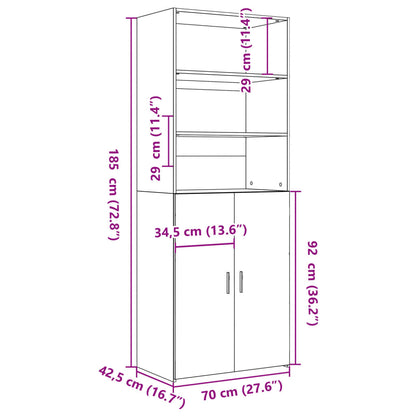 Highboard Grau Sonoma 70x42,5x185 cm Holzwerkstoff