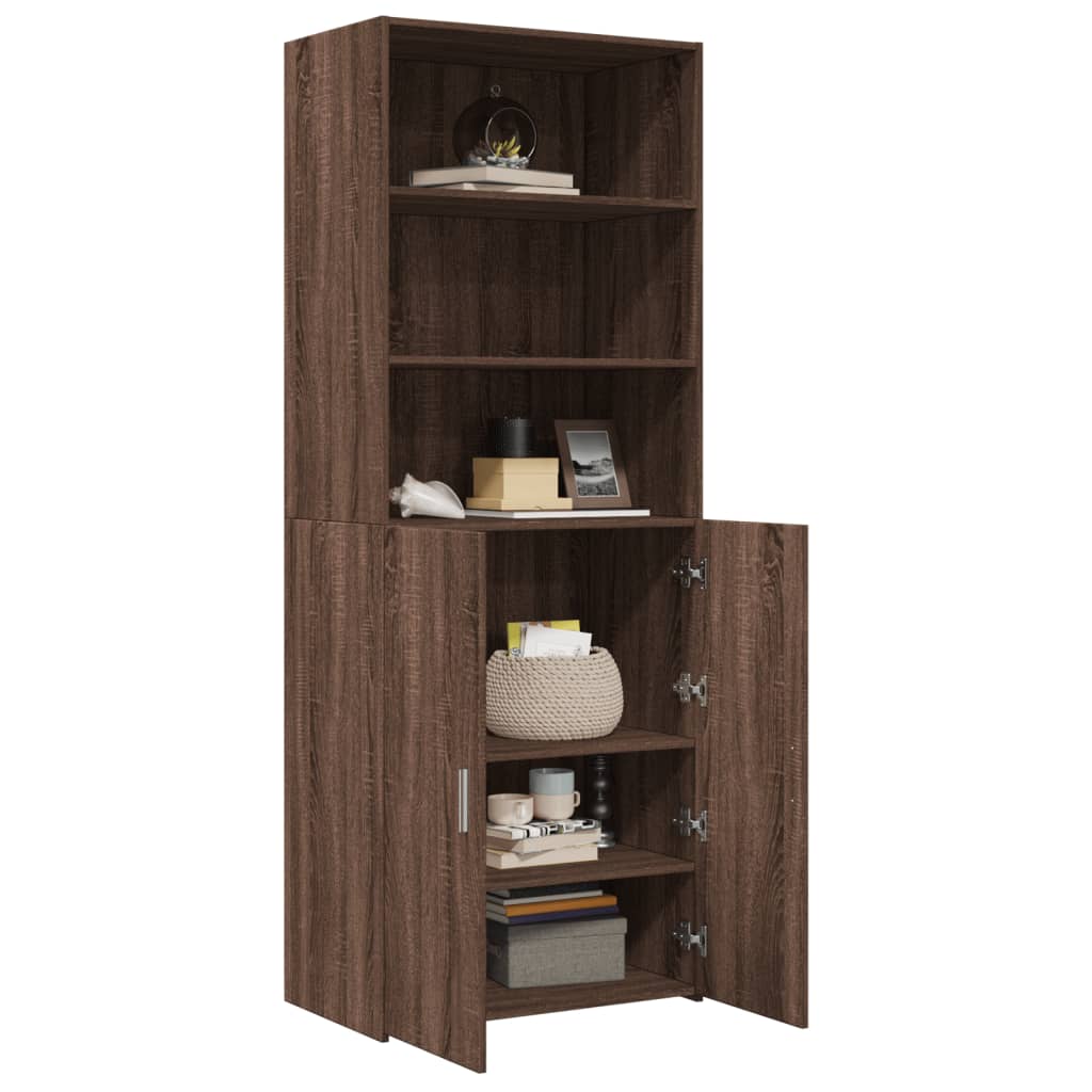 Highboard Braun Eichen-Optik 70x42,5x185 cm Holzwerkstoff