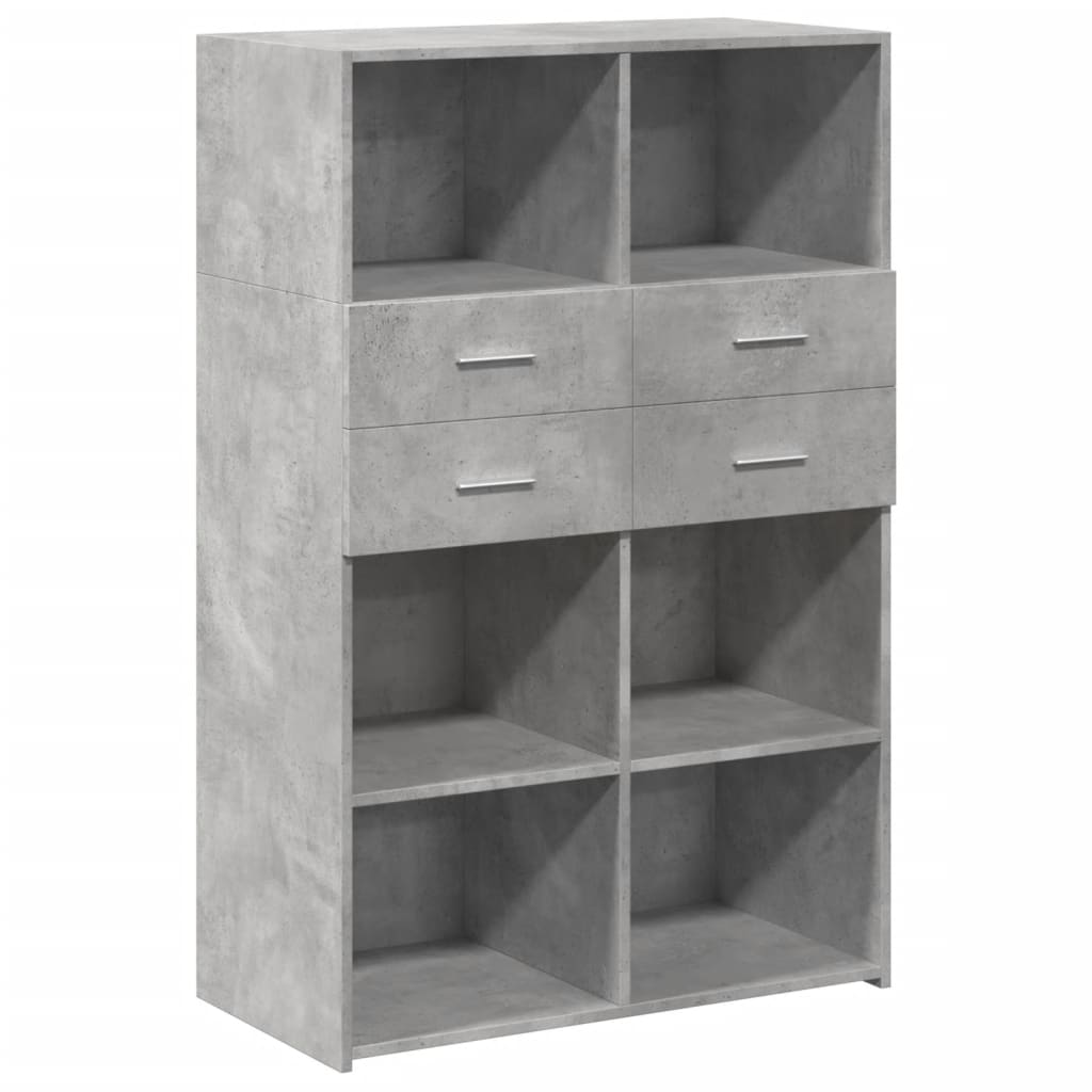 Highboard Betongrau 80x42,5x124 cm Holzwerkstoff