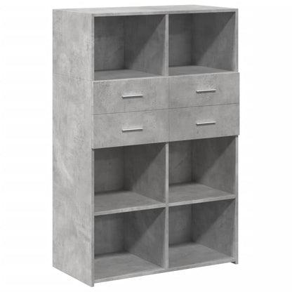 Highboard Betongrau 80x42,5x124 cm Holzwerkstoff