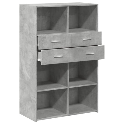 Highboard Betongrau 80x42,5x124 cm Holzwerkstoff