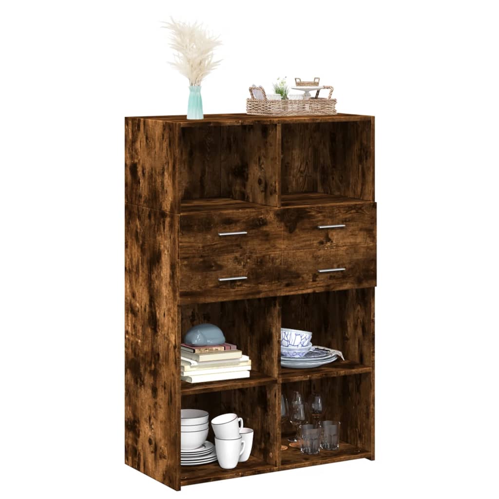 Highboard Räuchereiche 80x42,5x124 cm Holzwerkstoff