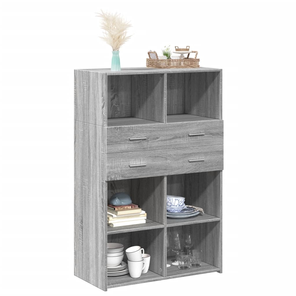 Highboard Grau Sonoma 80x42,5x124 cm Holzwerkstoff