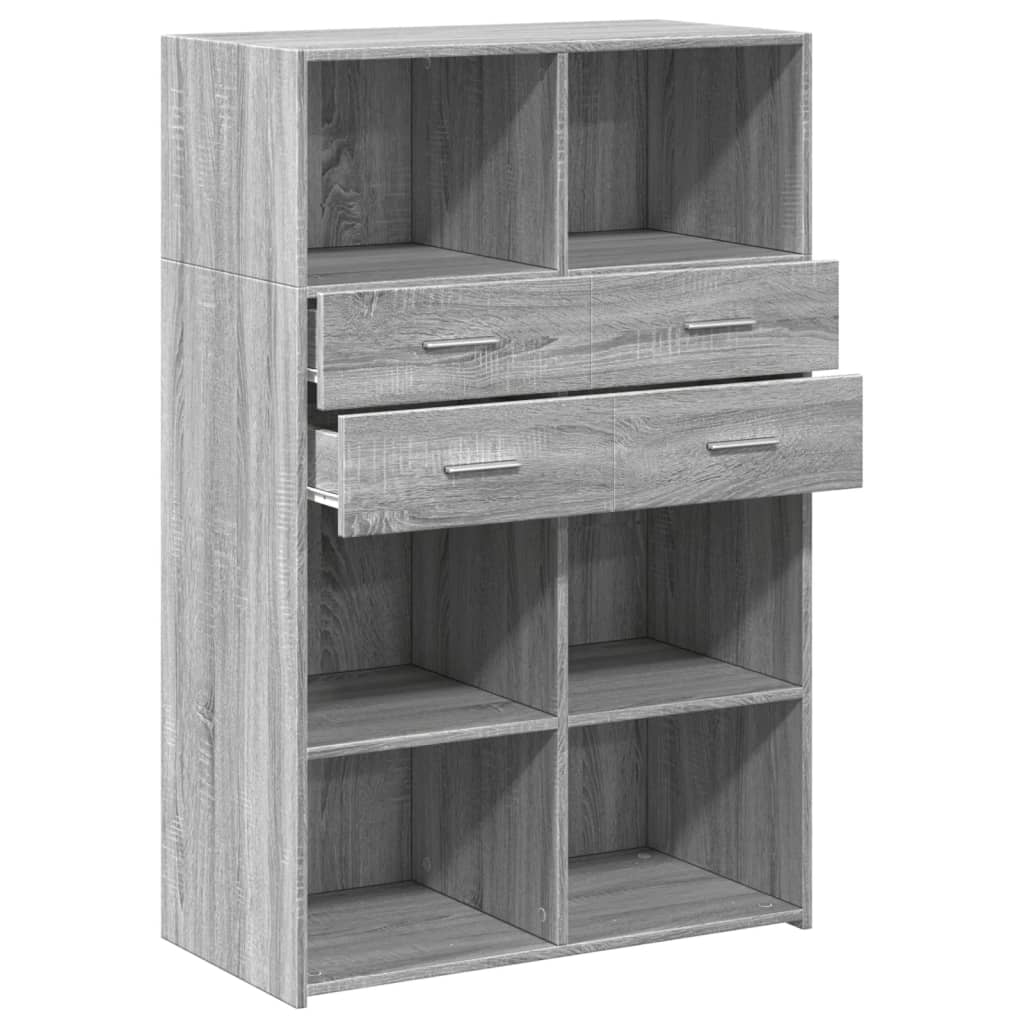 Highboard Grau Sonoma 80x42,5x124 cm Holzwerkstoff