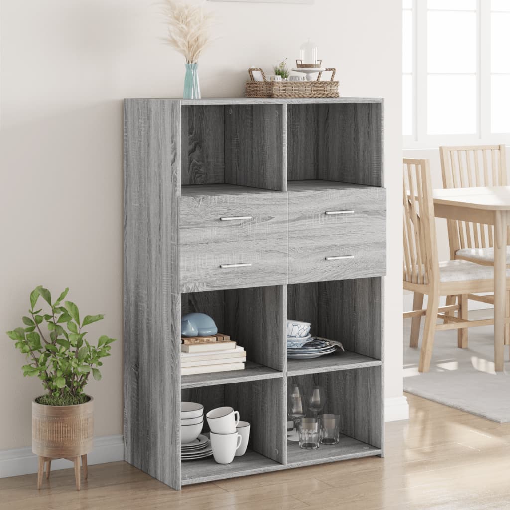 Highboard Grau Sonoma 80x42,5x124 cm Holzwerkstoff