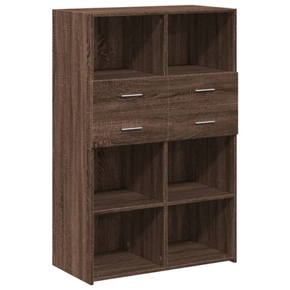 Highboard Braun Eichen-Optik 80x42,5x124 cm Holzwerkstoff