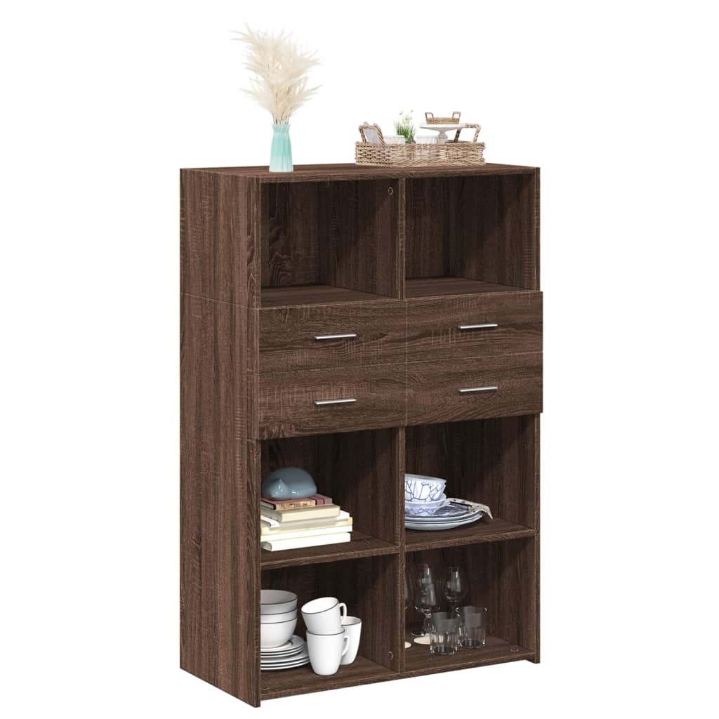 Highboard Braun Eichen-Optik 80x42,5x124 cm Holzwerkstoff