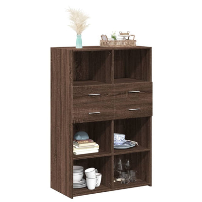 Highboard Braun Eichen-Optik 80x42,5x124 cm Holzwerkstoff