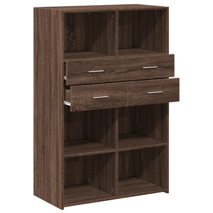 Highboard Braun Eichen-Optik 80x42,5x124 cm Holzwerkstoff