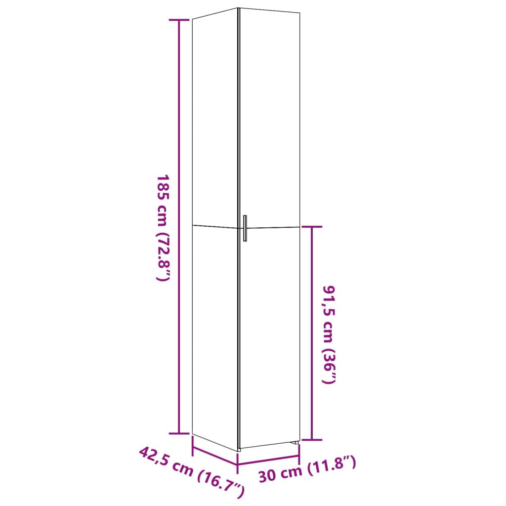 Highboard Grau Sonoma 30x42,5x185 cm Holzwerkstoff